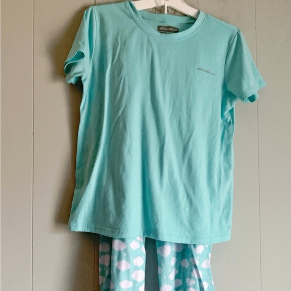 Eddie Bauer Kids 3 Pc Teal Cloud Printed PJ Set L (14/16) - Picture 4 of 14